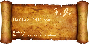 Hefler János névjegykártya